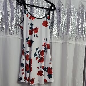 Floral Sleeveless Top - Red and White